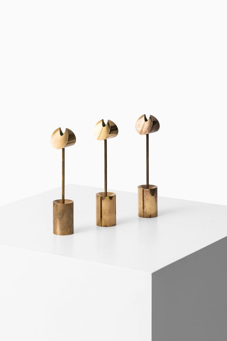 Pierre Forsell candlesticks in brass at Studio Schalling