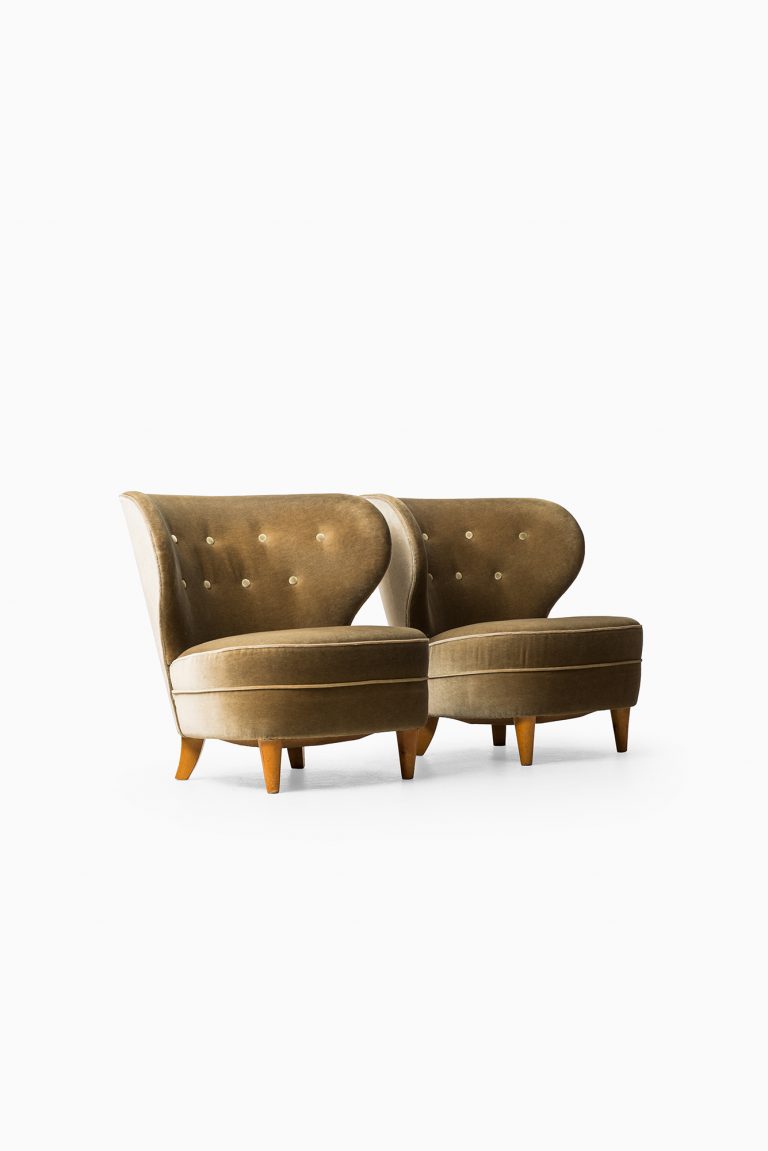 Carl-Johan Boman easy chairs in mohair velvet at Studio Schalling