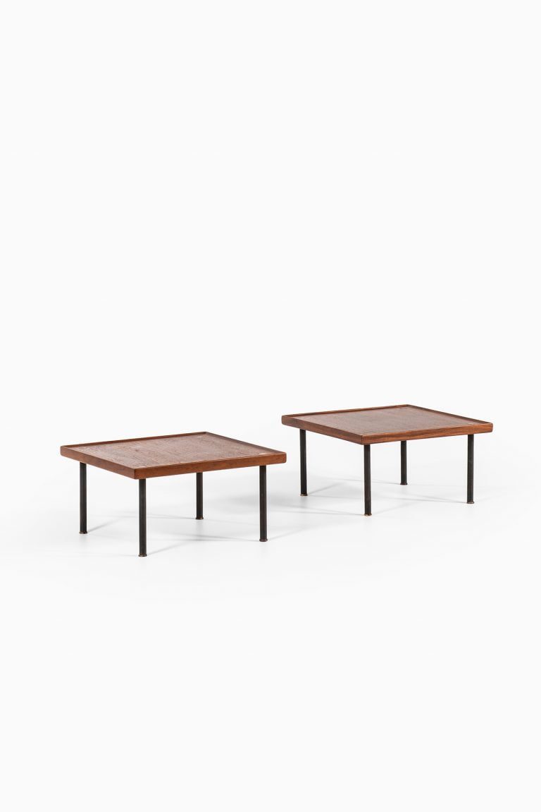 Melchiorre Bega side tables in teak and brass at Studio Schalling