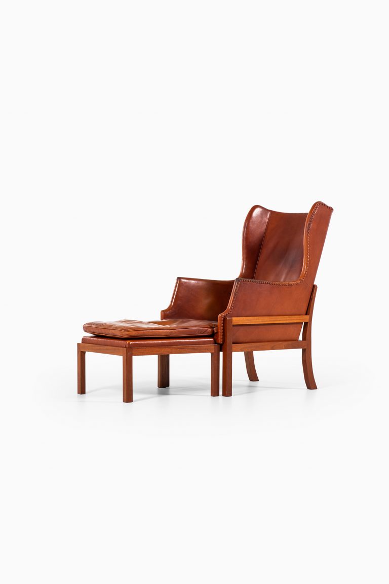Mogens Koch wingback easy chair with stool at Studio Schalling