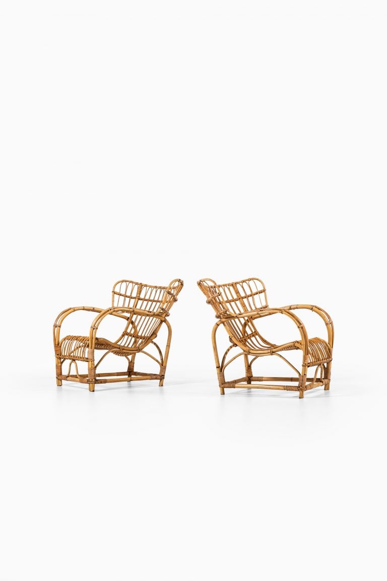 Viggo Boesen easy chairs in rattan and cane at Studio Schalling