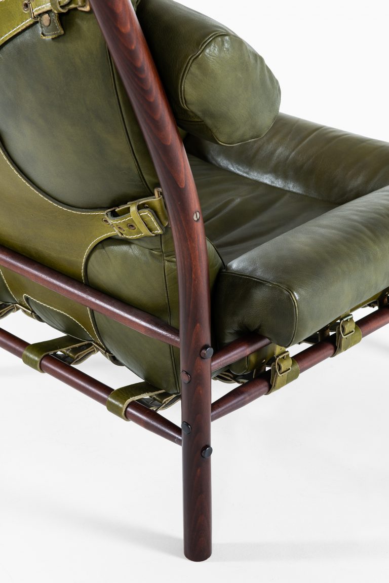 Arne Norell Inca easy chair in green leather at Studio Schalling