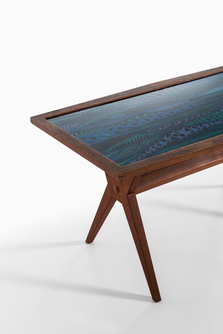Stig Lindberg coffee table in oak and enamel at Studio Schalling