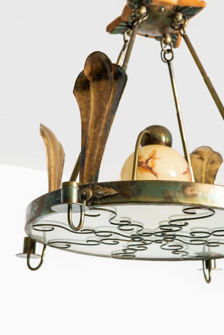 Lars Holmström ceiling lamp in brass and frosted glass at Studio Schalling