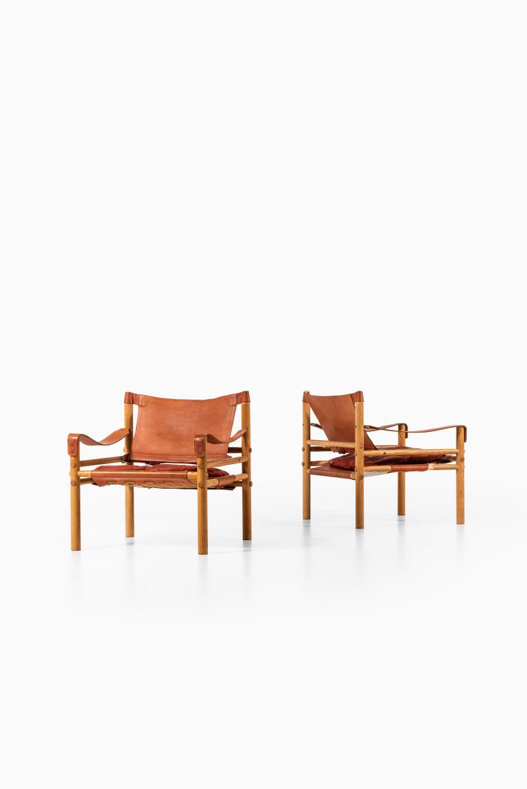 Arne Norell Sirocco easy chairs in ash and leather at Studio Schalling