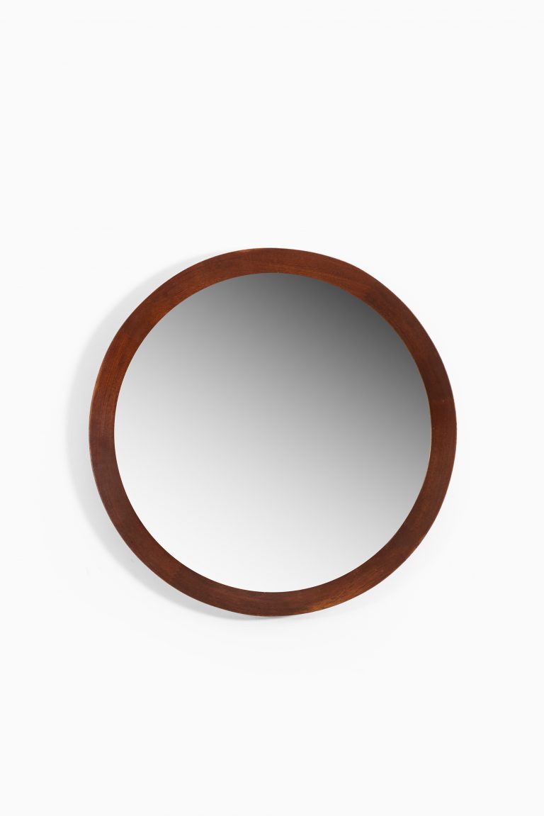 Round mirror in teak by Glas & Trä Hovmantorp at Studio Schalling