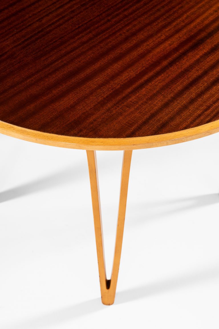 Carl-Axel Acking attributed side table in beech and mahogany at Studio Schalling