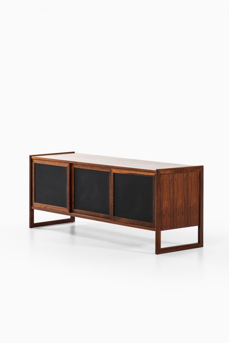 Rosewood sideboard with black leather at Studio Schalling